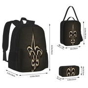 New-Orlea-Ns-Saints Sports Backpack 3PCS Football Backpack Set School Backpacks with Lunch Bag Pencil Case Adjustable Straps Multifunctional Backpack Travel Fashion Hiking Camping