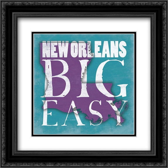 New Orleans 2x Matted 20x20 Black Ornate Framed Art Print by Grey, Jace