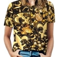 thumbnail image 1 of New Orleans Black And Gold Louisiana Fleur De Lis Beads Lotus Leaf Neck T-Shirt Long Sleeve Women'S T Shirt Elegant Fashion, 1 of 3