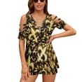 thumbnail image 1 of New Orleans Black And Gold Louisiana Fleur De Lis Beads Womens Summer V Neck Zipper Top Short Sleeve T Shirt Off Shoulder Top Casual Classy Loose Shirts, 1 of 7