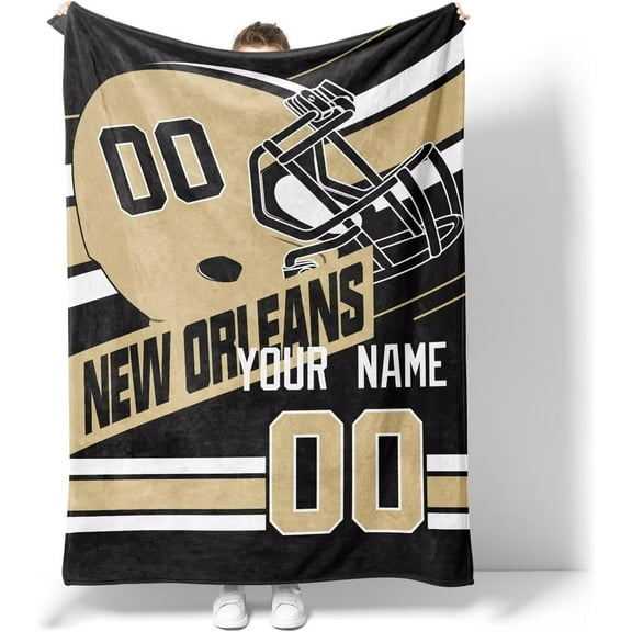 New Orleans Blanket for Men Women Boy Custom Name and Number Throw Blanket Gifts