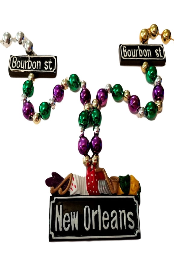 New Orleans Bourbon Street Casino Mardi Gras Bead Necklace