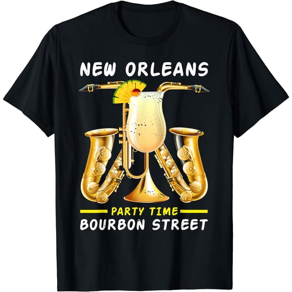 New Orleans Bourbon Street Louisiana Vintage Souvenir T-Shirt Black 2X-Large