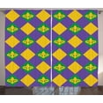 thumbnail image 1 of Ambesonne New Orleans Curtains 2 Panel Set, Mardi Gras Themed, 108" x 84", Green Violet Yellow, 1 of 3