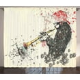 thumbnail image 1 of Ambesonne New Orleans Curtains 2 Panel Set, Trumpeter Flowers, 108" x 63", Dark Green Vermilion, 1 of 3