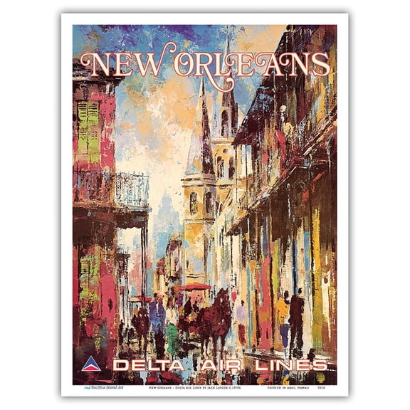 New Orleans - Delta Air Lines - Vintage Airline Travel Poster by Jack Laycox c.1970s - Master Art Print (Unframed) 9in x 12in