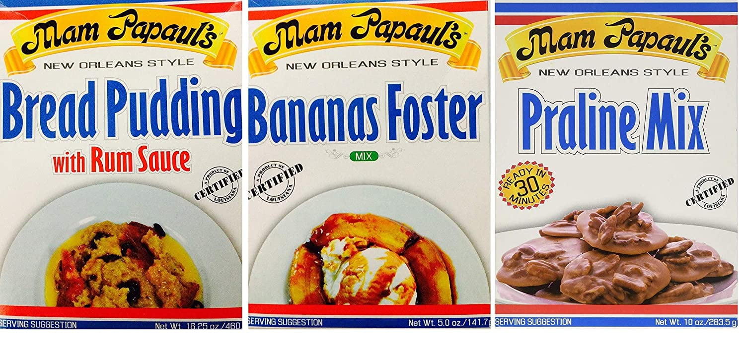 New Orleans Desserts Bundle - 1 each of Bread Pudding, Bananas Foster and Praline Dessert Mixes