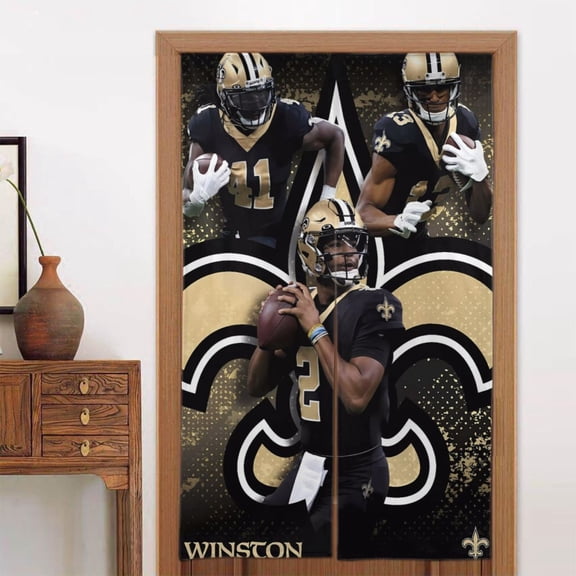 New_Orleans Door Curtain 34" x 56", Football Team Themed Blackout Door Curtain, Wardrobe Door Curtain, Bedroom Privacy Door Curtain, Living Room Door Curtain Decoration, Fan Team Luxury Home Decor