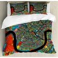 thumbnail image 1 of New Orleans Duvet Cover Set Queen Size, Colorful Map of City with Mississippi River Districts and Highways New Orleans, Decorative 3 Piece Bedding Set with 2 Pillow Shams, Multicolor, by Ambesonne, 1 of 3