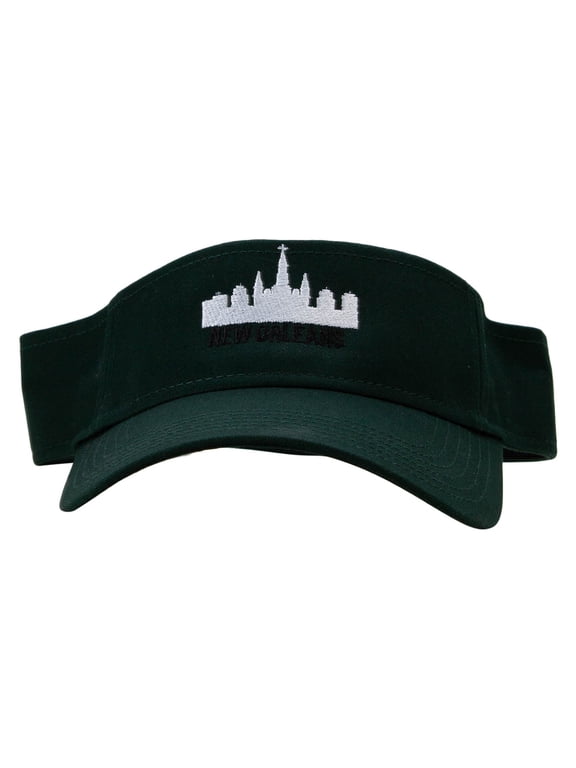 New Orleans Embroidered Cotton Twill Sun Visor - Dk Green OSFM