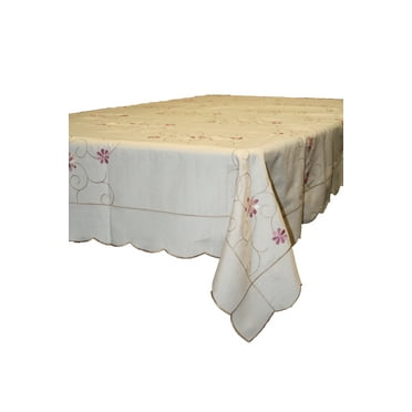 New Orleans Embroidered Design Tablecloth - Beige 70" Round