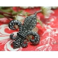 thumbnail image 1 of New Orleans Fleur De Lis Boutonniere Black Rhinestone Brooch, Pendant, French Fleur De LIs Crystal Lapel Pin, Flat Back Fleur De Lis Jewelry, 1 of 8