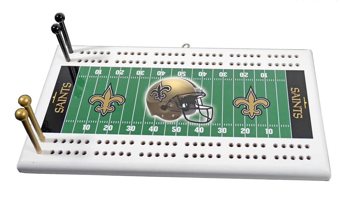 New Orleans Football Classic 2 Track Wooden Field Shaped Cribbage Board