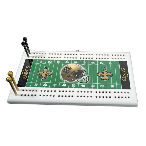 New Orleans Football Classic 2 Track Wooden Field Shaped Cribbage Board