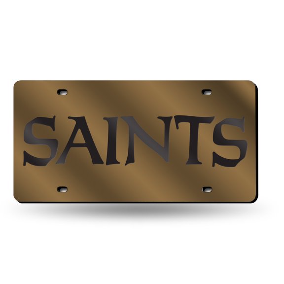 New Orleans Football Saints Gold Mirrored Laser Cut License Plate Laser Tag