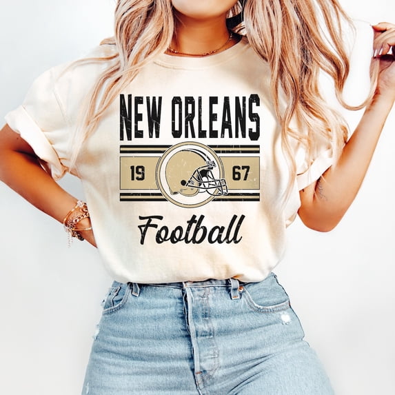 New Orleans Football T-shirt, New Orleans Football Retro Gift Fan,Sand Color,Size 2XL