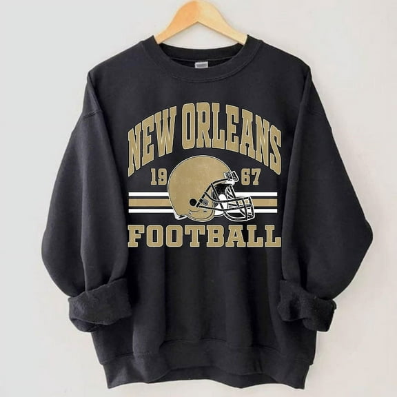 New Orleans Football Vintage Style Sweatshirt,Retro Saint Sunday Football Shirt, New Orleans Fan Gifts,Black Color,Size 2XL