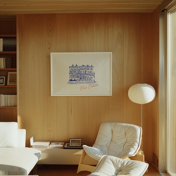 New Orleans French Quarter Blueprint Home Wall Decoration, Unframed Paper Poster 8x10in