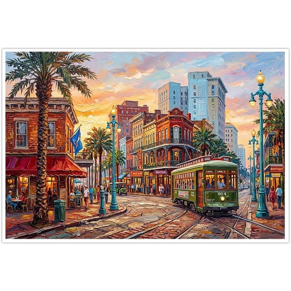 Colorfui New Orleans French Quarter Canvas Artwork Colorful Streetcar Oil ...