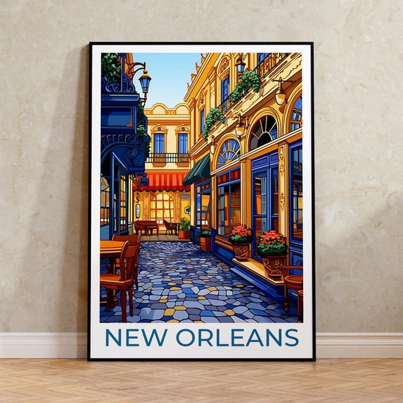 New Orleans French Quarter Louisiana Wall Art Decor Unframed Paper Print
