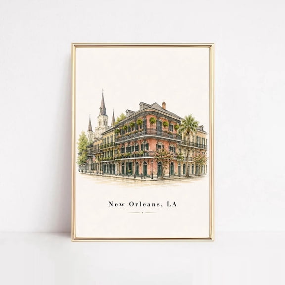 New Orleans French Quarter Wall Art Print Louisiana Travel Decor