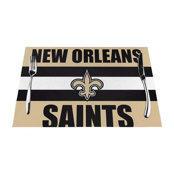 New_Orleans Heat Resistant Placemats Set of 4, Washable PVC Table Mats, Football Team Theme Fan Home Decor Kitchen Dining Table, Non-slip, Stain Resistant, Easy to Clean, Gift