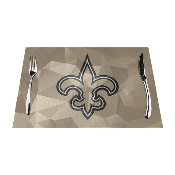 New_Orleans Heat Resistant Placemats Set of 4, Washable PVC Table Mats, Football Team Theme Fan Home Decor Kitchen Dining Table, Non-slip, Stain Resistant, Easy to Clean, Gift