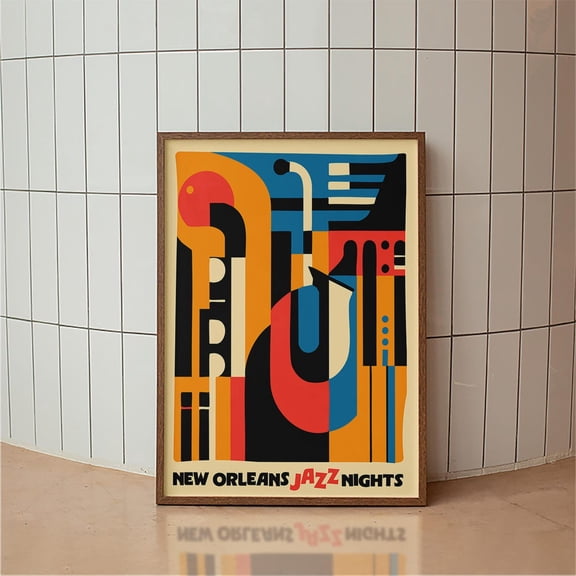 New Orleans Jazz Abstract Wall Art Print, Unframed Paper Poster 8x10in