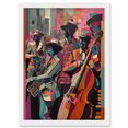 thumbnail image 1 of New Orleans Jazz Festival Musicians Warming Up in the City Street Abstract Modern Painting Artwork Framed Wall Art Print A4, 1 of 4