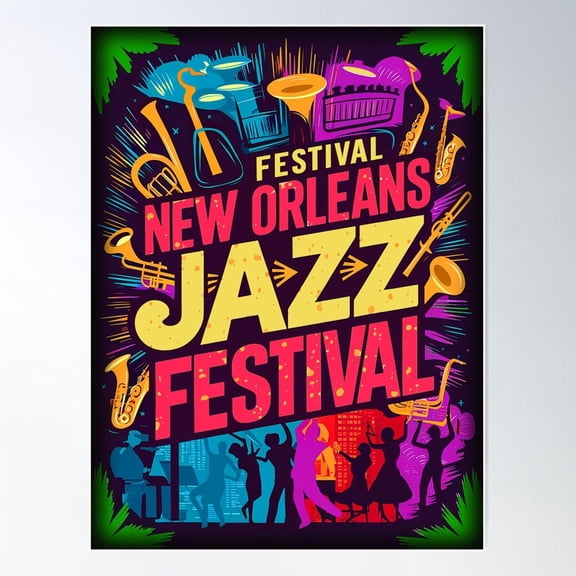 New Orleans Jazz Festival Poster Wall Art, Modern Wall Decor For Living Room Bedroom, 8x12 UNFRAMED
