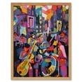 thumbnail image 1 of New Orleans Jazz Festival Street Musicians Playing Music City at Sunset Abstract Modern Painting Art Print Framed Poster Wall Decor 12x16 inch, 1 of 5