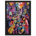 thumbnail image 1 of New Orleans Jazz Festival Street Musicians Playing Music City at Sunset Abstract Modern Painting Artwork Framed Wall Art Print A4, 1 of 4