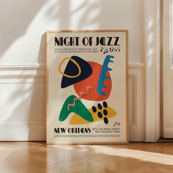 New Orleans Jazz Poster Music Print Dj Music Poster Kitchen Art Music Lover Lyrics Poster Wall Art Home Decor Mid Century Modern