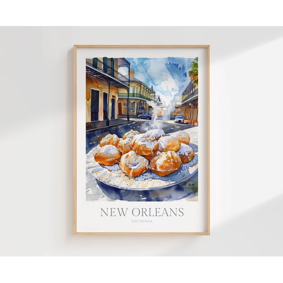 New Orleans Louisiana Art Home Decor Beignets Poster, Unframed Size 8x12