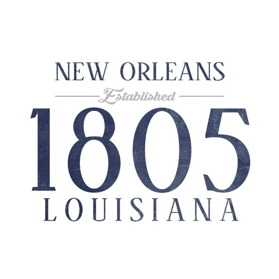 New Orleans, Louisiana, Established Date (Blue) (16x24 Giclee Gallery Art Print, Vivid Textured Wall Decor)