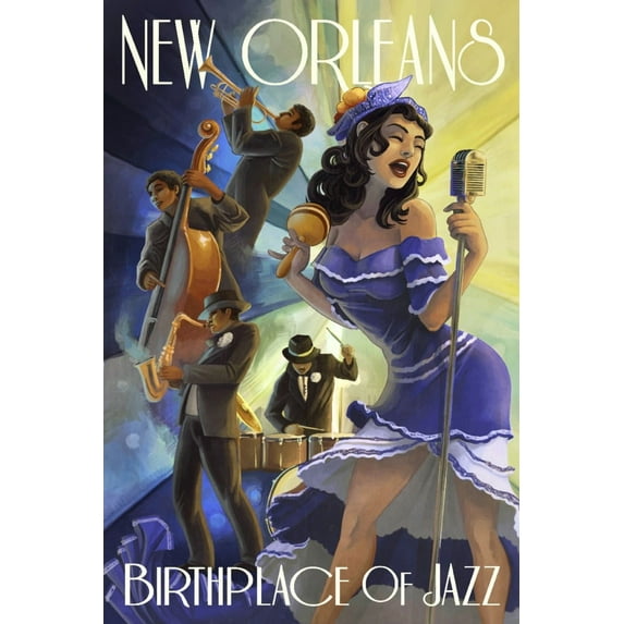 New Orleans, Louisiana, Jazz Scene (12x18 Wall Art Poster, Room Decor)