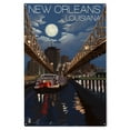 thumbnail image 1 of New Orleans, Louisiana, Skyline at Night Birch Wood Wall Sign (10x15 Rustic Home Decor, Ready to Hang Art), 1 of 5