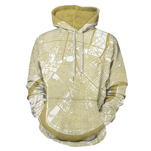 New Orleans Map Gold Oversized Hoodies for Women Pullover Womens Clothes with Pocket Mens Ultimate Pullover Hoodie Sweatshirt S-6XL