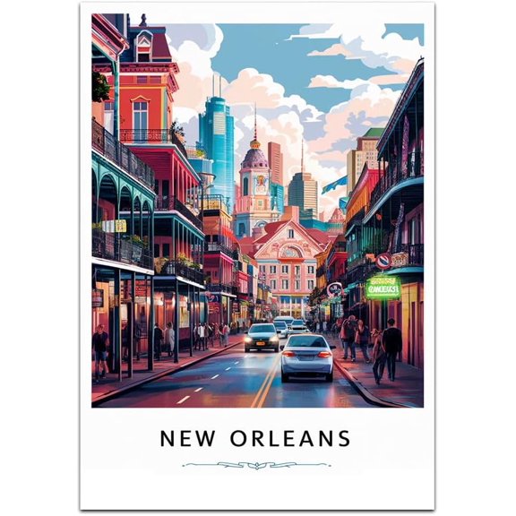 New Orleans Map Retro Style Travel Canvas, New Orleans Map Vintage Rustic Canvas Print, Home Office Wall Decoration, New Orleans Map Country Canvas Canvas xpNz5w