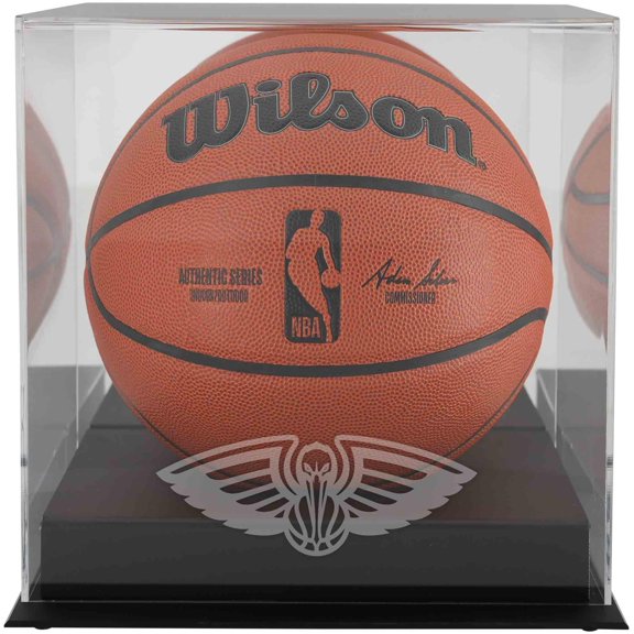 New Orleans Pelicans Black Base Logo Basketball Display Case with Mirror Back