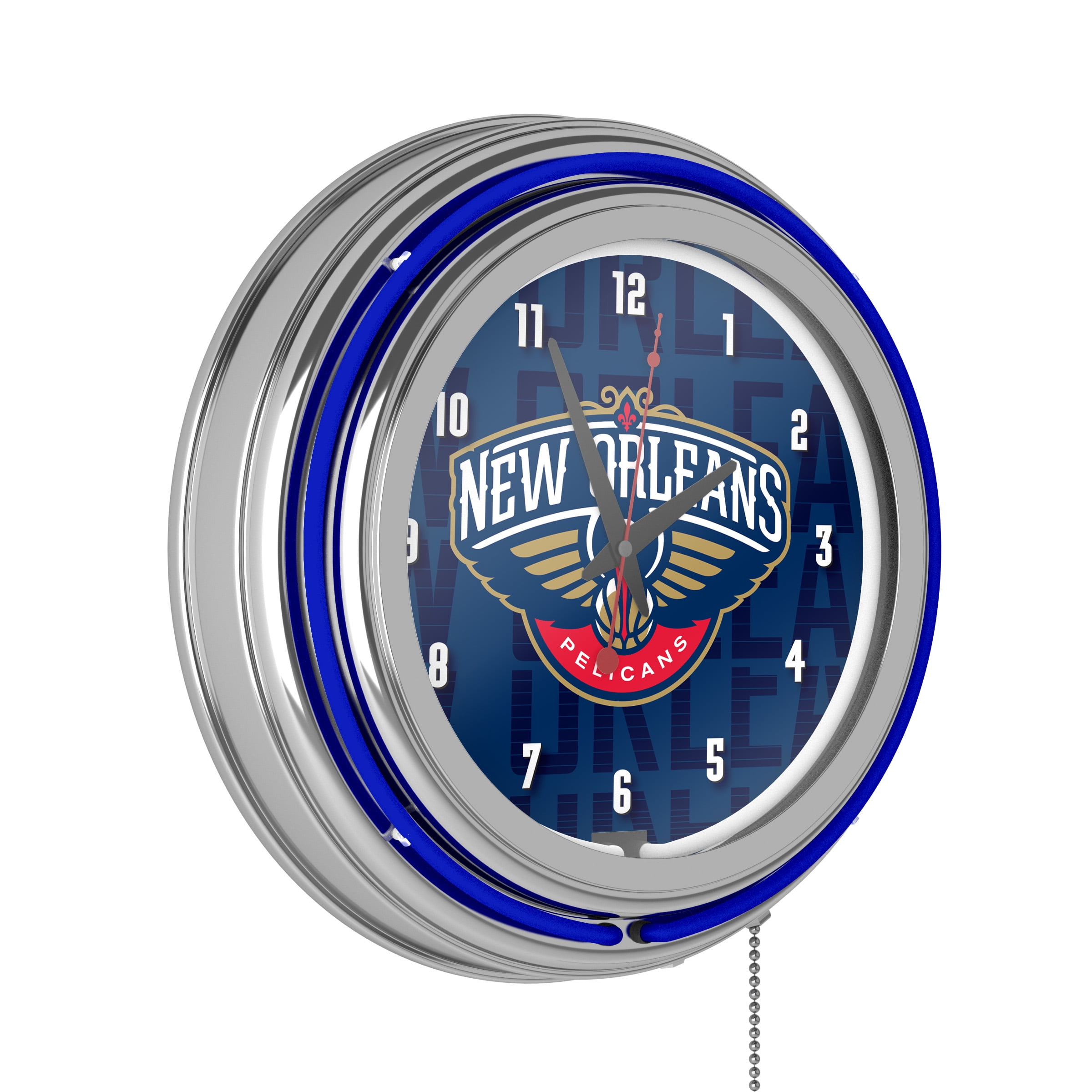 New Orleans Pelicans City Retro Neon Analog Wall Clock with Pull Chain