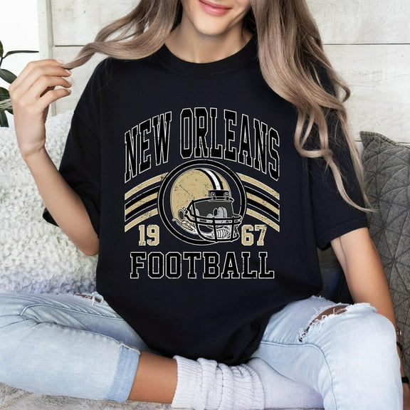 New Orleans Retro T-Shirt, New Orleans Football Tee, Unisex Short Sleeve T-shirt,Black Color,Size 2XL