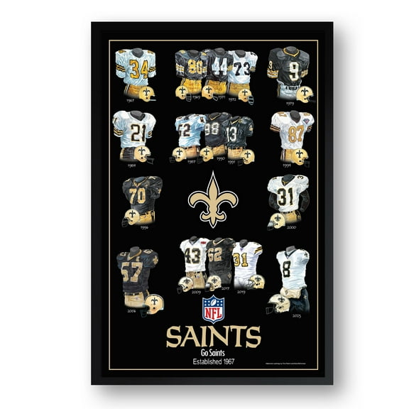 New Orleans Saints 27" x 39" Uniform Heritage Framed Art Print