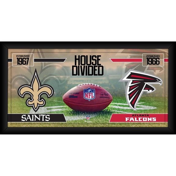 New Orleans Saints vs. Atlanta Falcons Framed 10" x 20" House Divided Football Collage
