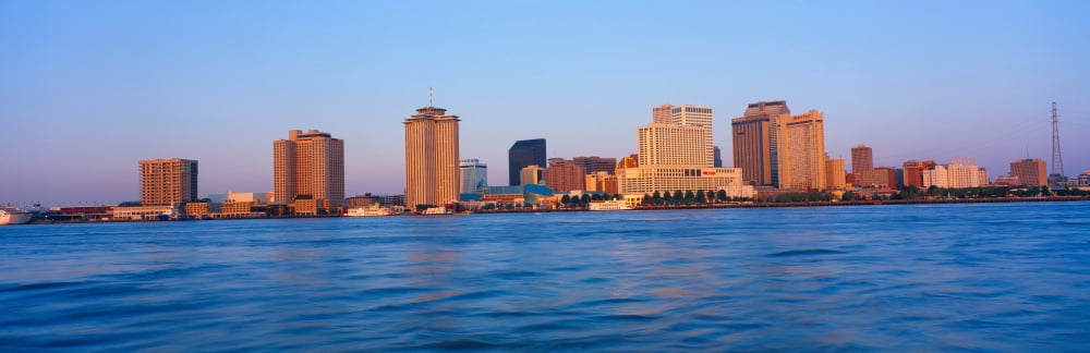 New Orleans Skyline From Algiers Point Sunrise Louisiana Canvas Art - Panoramic Images (36 x 12)