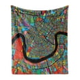 thumbnail image 1 of New Orleans Soft Flannel Fleece Blanket, Colorful Map of City with Mississippi River Districts and Highways New Orleans, Cozy Plush for Indoor and Outdoor Use, 50" x 60", Multicolor, by Ambesonne, 1 of 6