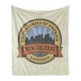 thumbnail image 1 of New Orleans Soft Flannel Fleece Throw Blanket, City of Louisiana Silhouette Jazz Capital of United States Vintage, Cozy Plush for Indoor and Outdoor Use, 50" x 70", Multicolor, by Ambesonne, 1 of 5