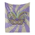 thumbnail image 1 of New Orleans Soft Flannel Fleece Throw Blanket, Classic Masquerade Mardi Gras Design on Swirled Bicolor Stripes Background, Cozy Plush for Indoor and Outdoor Use, 50" x 70", Multicolor, by Ambesonne, 1 of 5