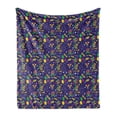 thumbnail image 1 of New Orleans Soft Flannel Fleece Throw Blanket, Fat Tuesday with Fleur De Lis Colorful and Hats Pattern Jazz Trumpet, Cozy Plush for Indoor and Outdoor Use, 60" x 80", Multicolor, by Ambesonne, 1 of 5