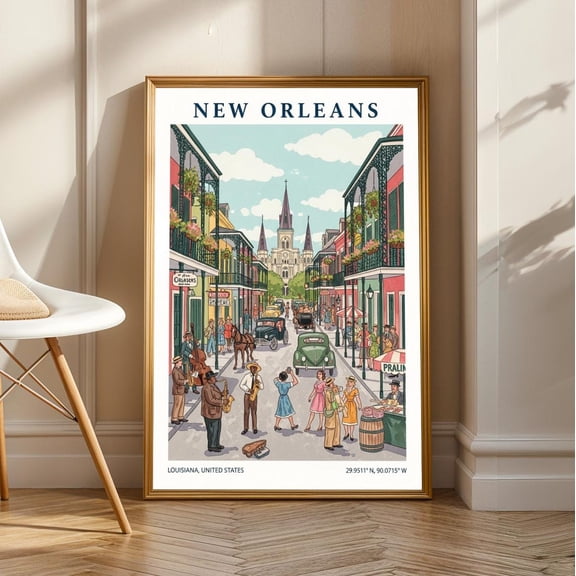 New Orleans St. Louis Cathedral Print - Louisiana Wall Art - Us State Poster - Us Wall Art - For Traveller - Usa Travel Print Wall Deco, Unframed Poster Size 8x12